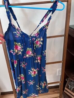 Abercrombie & Fitch Navy Floral Spaghetti-Strap Dress
